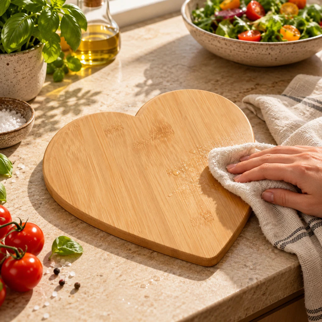 Heart-Shaped Bamboo Cutting Board
