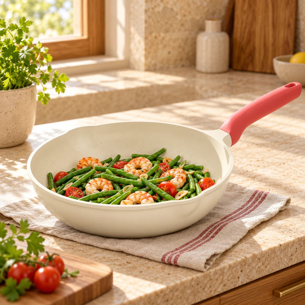 White stainless steel Donnor frying pan