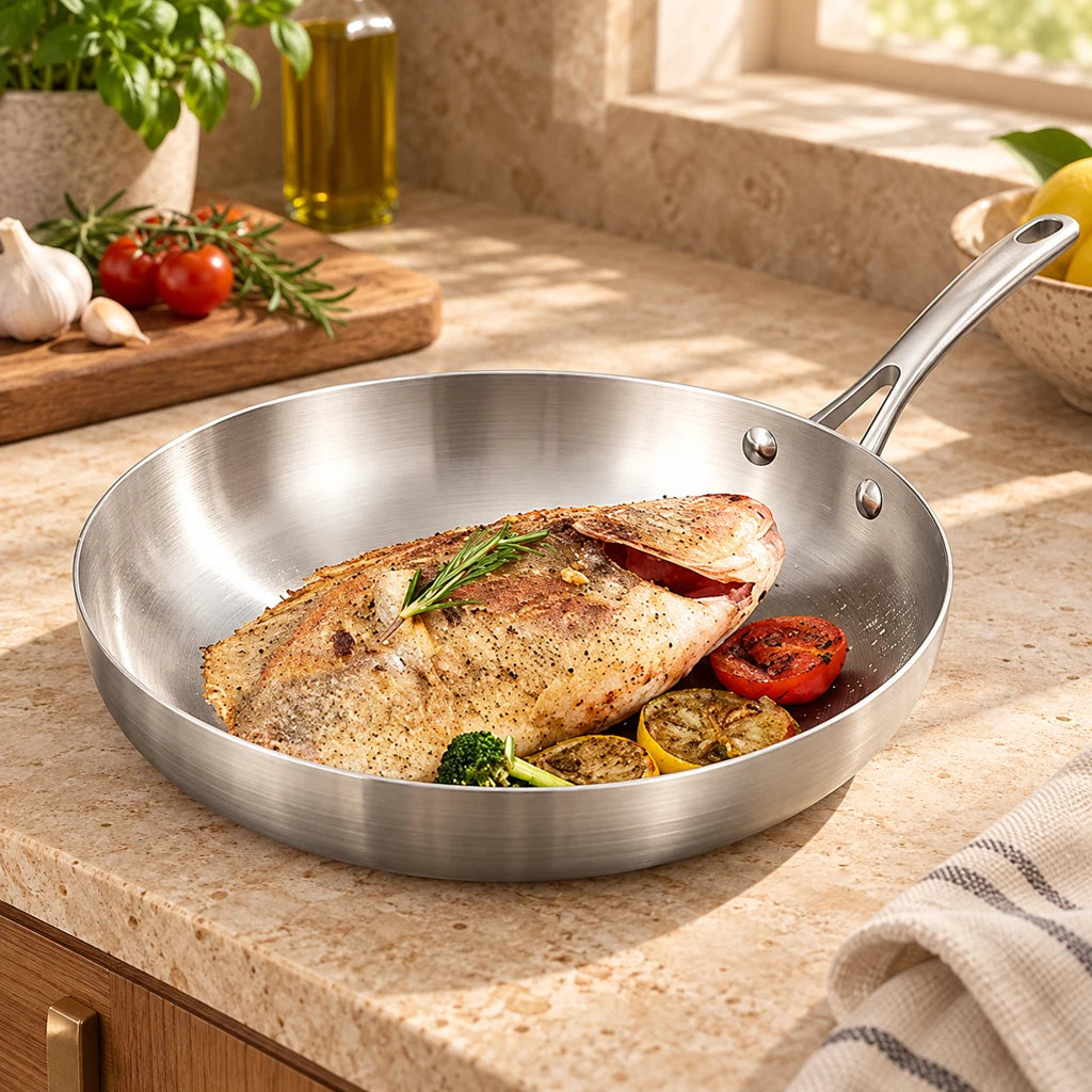 stainless steel pan 28 cm - reinforced coating