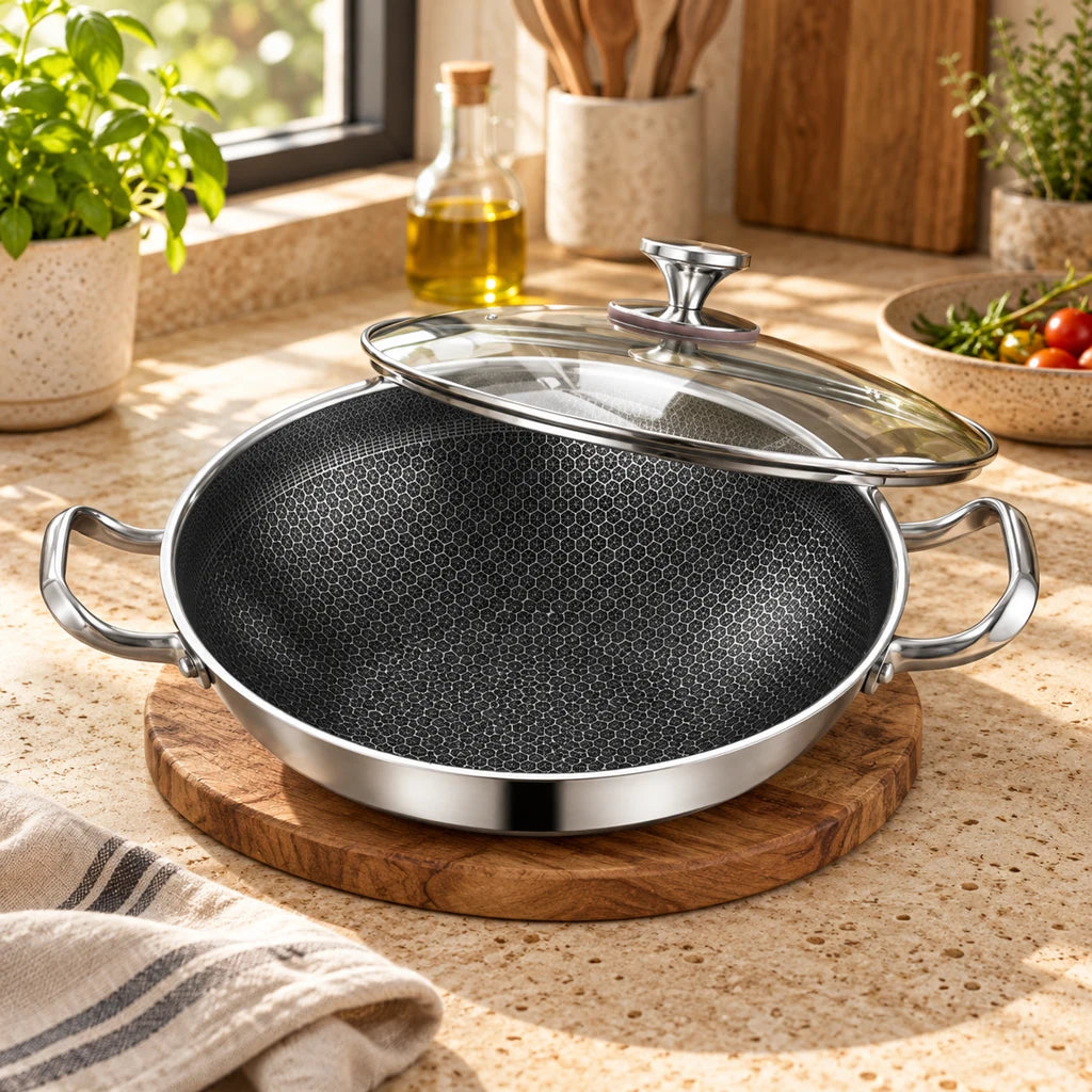 Stainless Steel and 304 Cast Iron Frying Pan