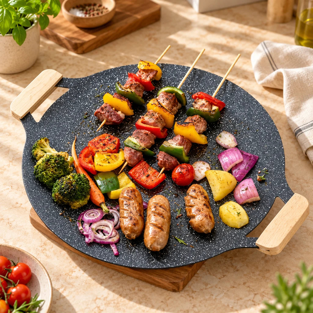Portable Round Nonstick Korean Grill Pan