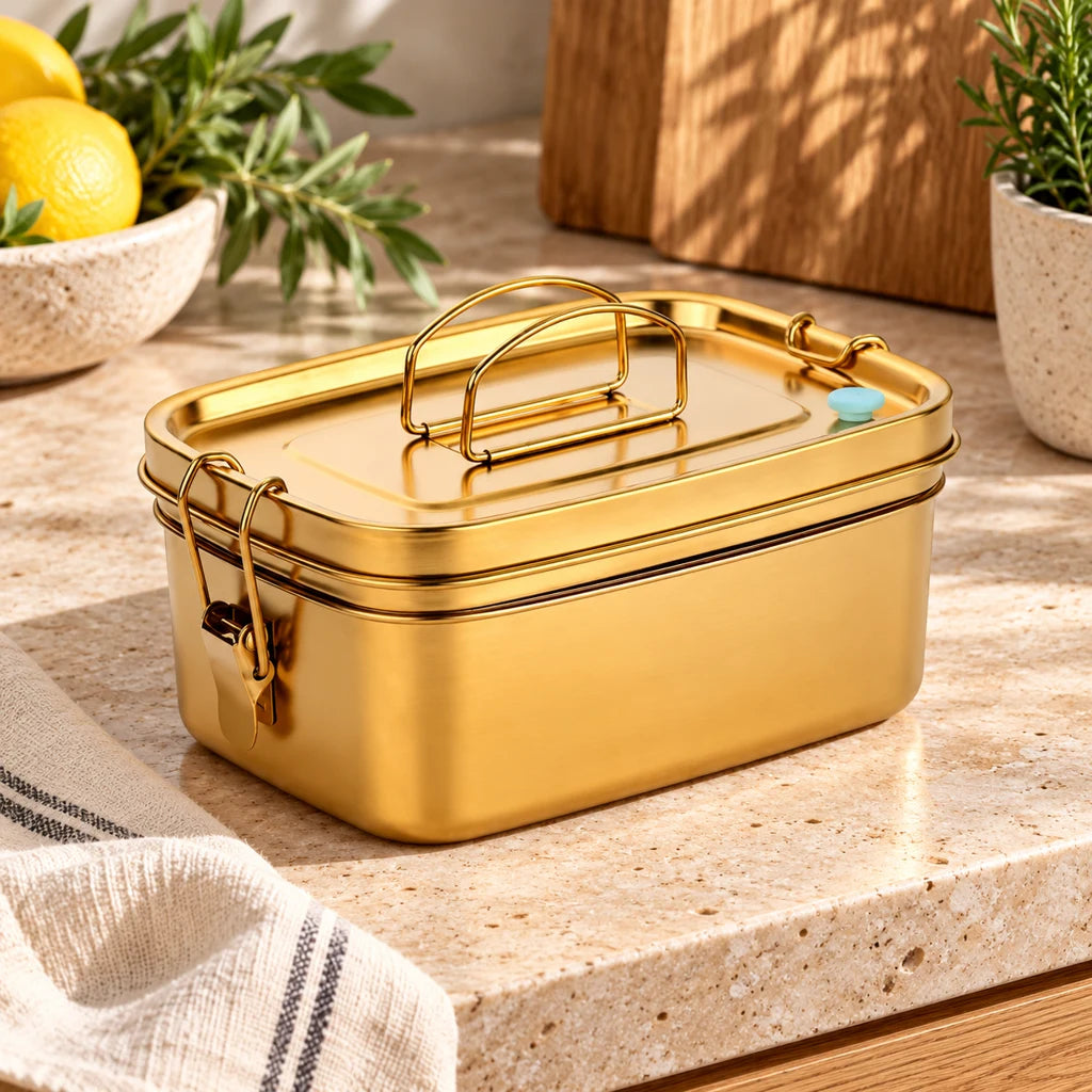 Gold Stainless Steel Bowl with Handle