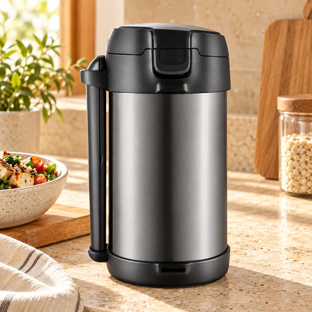Gray Insulated Stainless Steel Lunch Box, 2200 mL