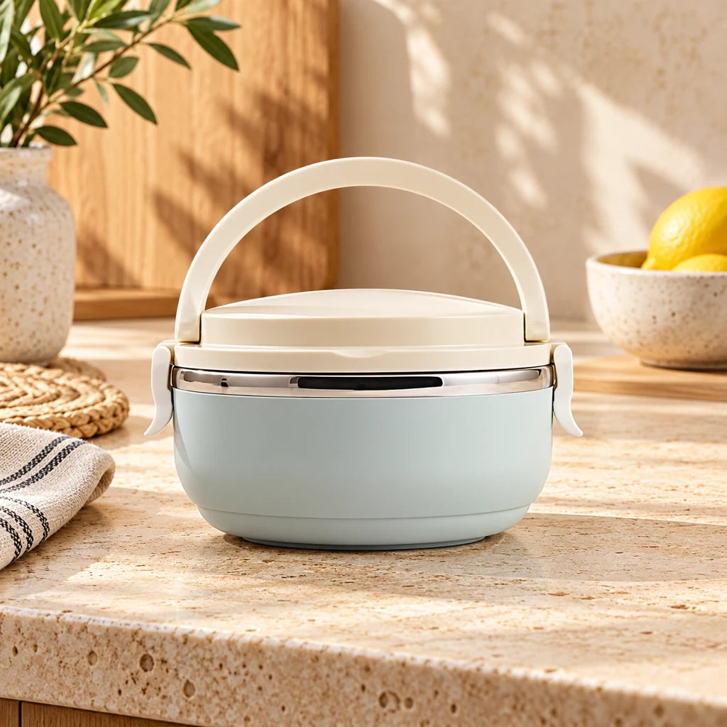 Single-Tier Insulated Stainless Steel Meal Box with utensils