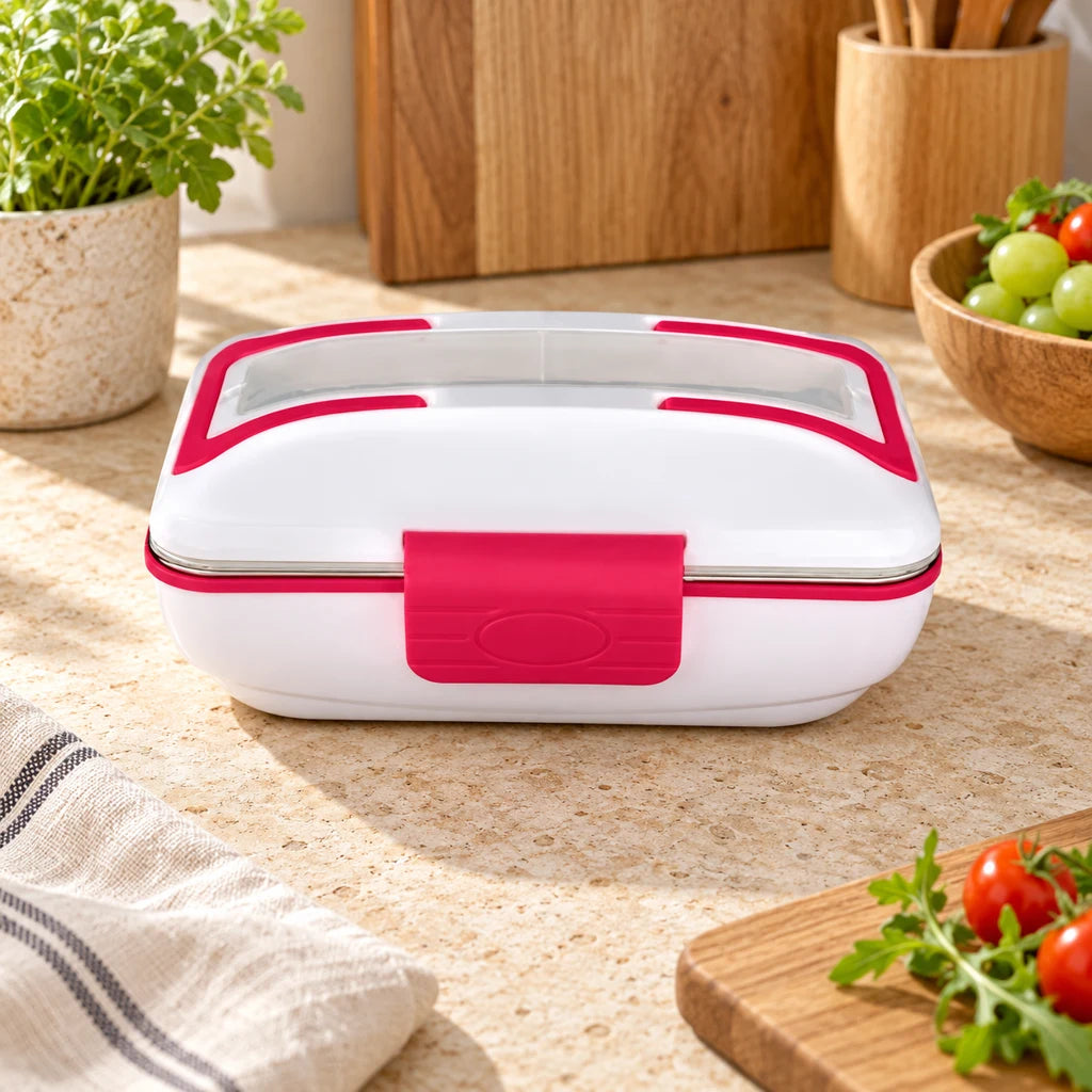 Electric Heated Lunch Box Triple-Compartment Red