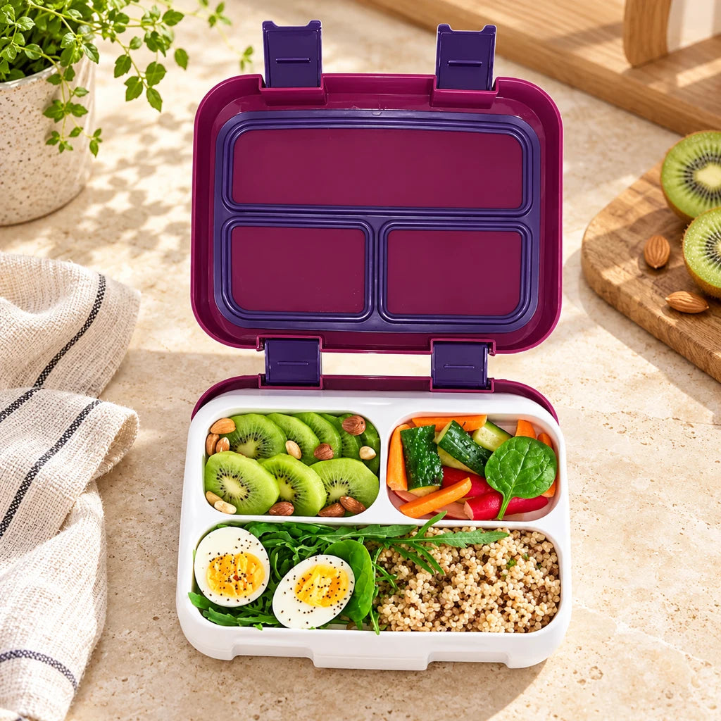 Purple compartmented lunch box 1180ml
