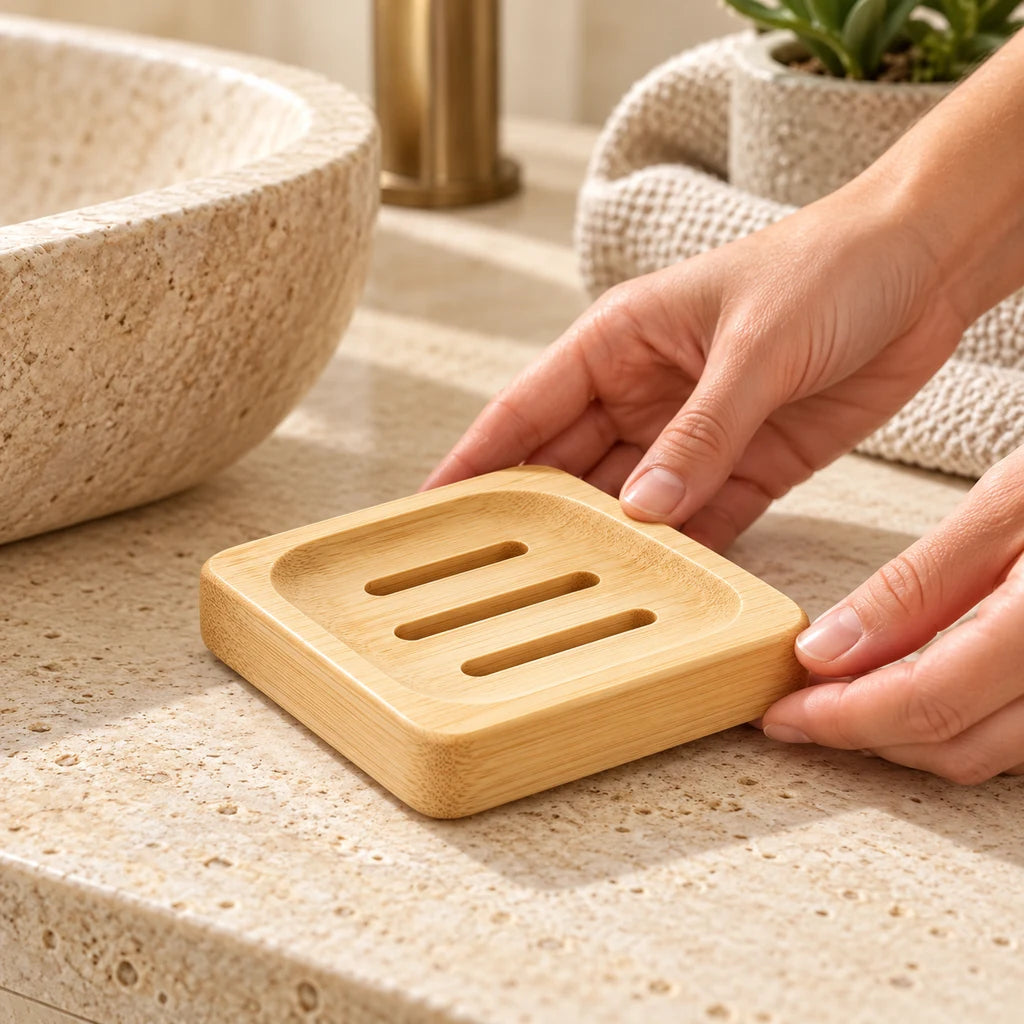 Bamboo soap dish for mold prevention