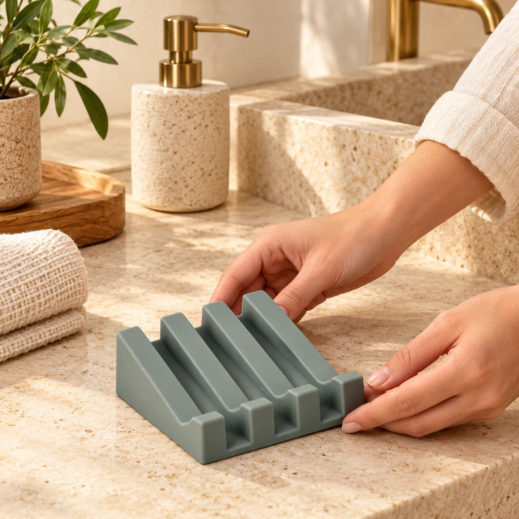 Tilting Regina silicone soap dish