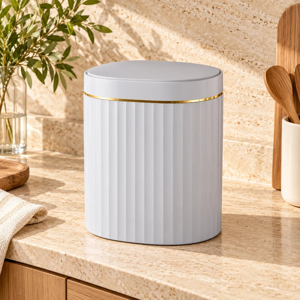 79L Stainless Steel Automatic Ribbed Trash Can