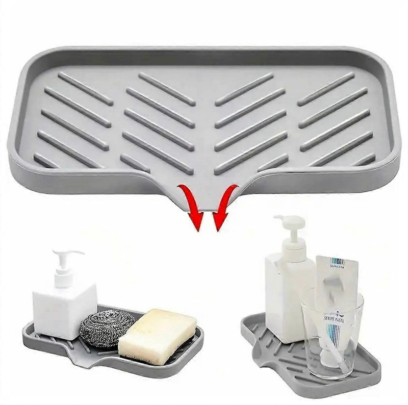 Porte-savon en silicone avec égouttoir et rangement pour éponge