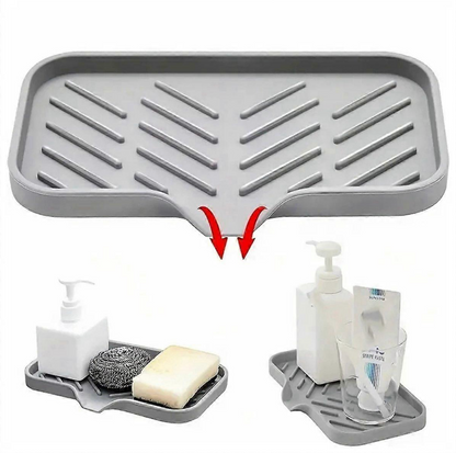 Porte-savon en silicone avec égouttoir et rangement pour éponge