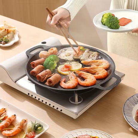 Poêle à griller ronde coréenne pour barbecue