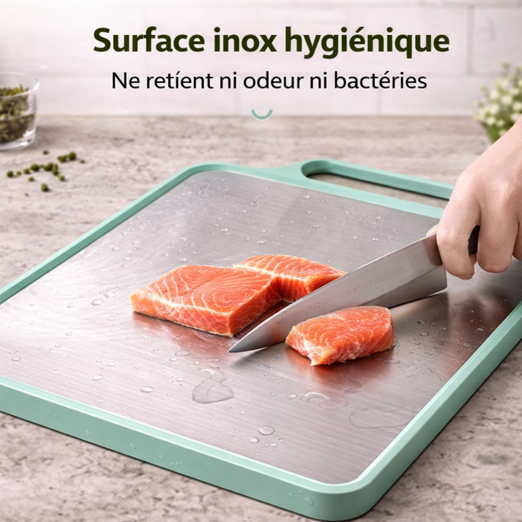 Planche à Découper Double Face Inoxydable avec accroche