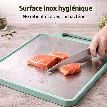 Planche à Découper Double Face Inoxydable avec accroche