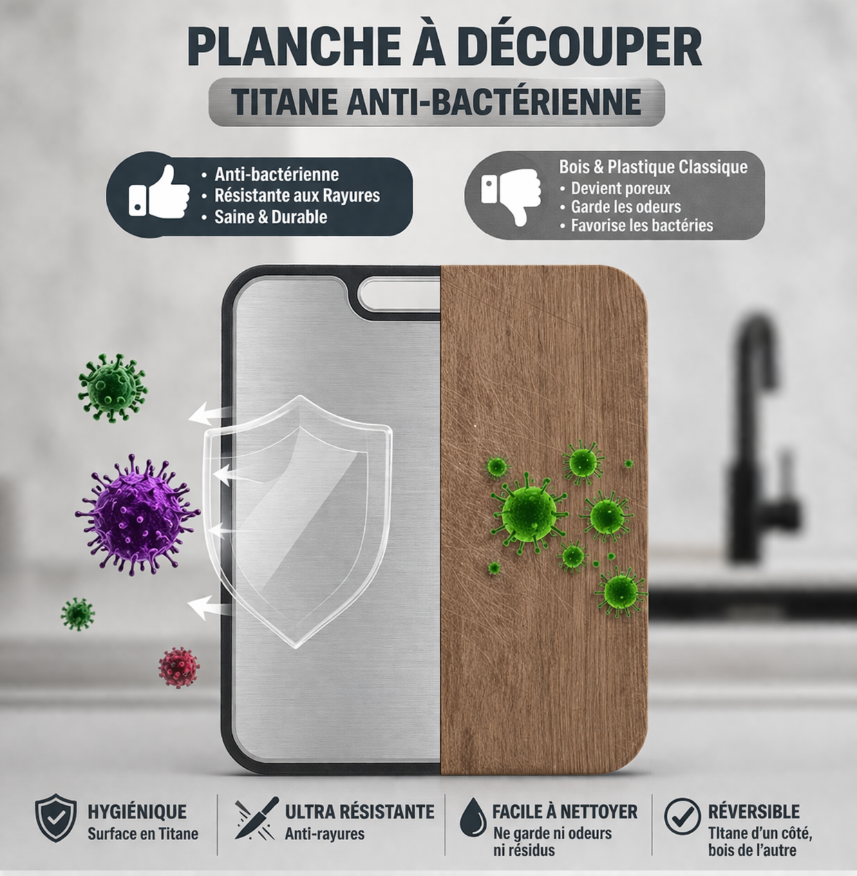 Planche à découper titane double face 3