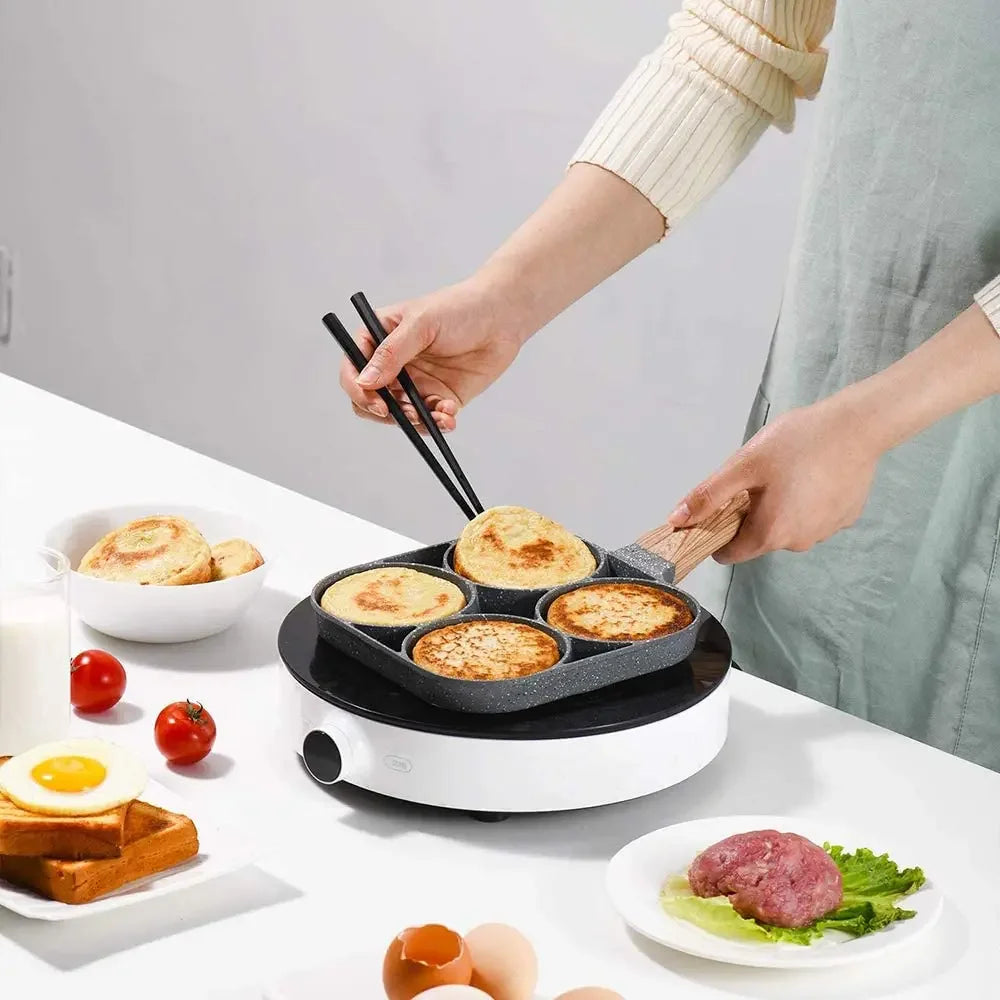 Mini Poêle Antiadhésive 350W Avec Spatule En Bois, Cuiseur À Crêpes Aux Mini Poêle Antiadhésive 350W Avec Spatule En Bois, Cuiseur À Crêpes Aux