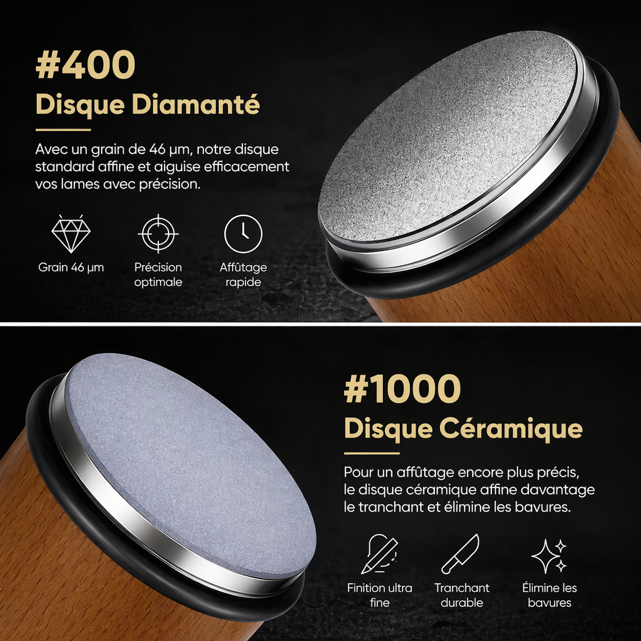 Affûteur de Couteaux Roulant Magnétique – Angle Réglable 15°/20°