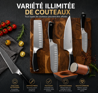 Kit d'Affûtage de Couteaux Roulant – 4 Angles Précis