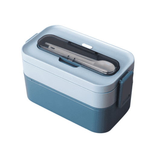 bento plastique compatible micro ondes 2 etages bleue