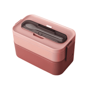 bento plastique compatible micro ondes 2 etages rose