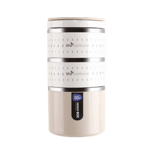 boite repas isotherme inox ronde multi etage beige