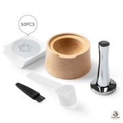 kit capsules cafe aluminium accessoires bois reutilisables image 1