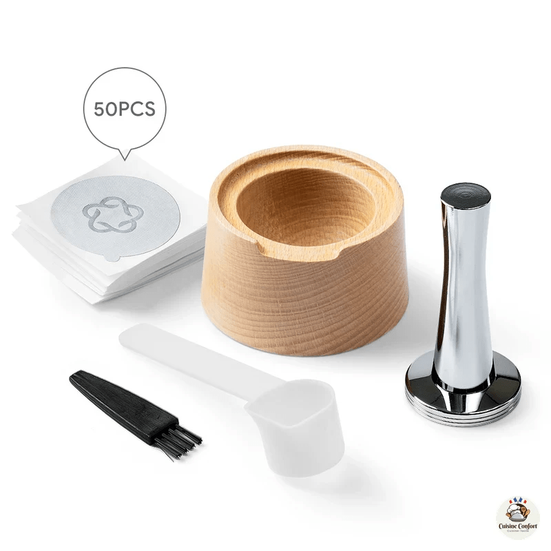 kit capsules cafe aluminium accessoires bois reutilisables image 1