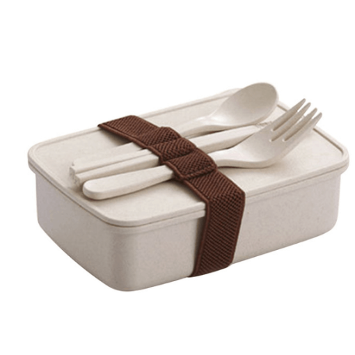 lunch box bento bambou beige avec couverts 1