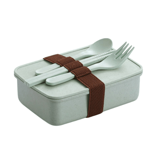 lunch box bento bambou verte avec couverts 1