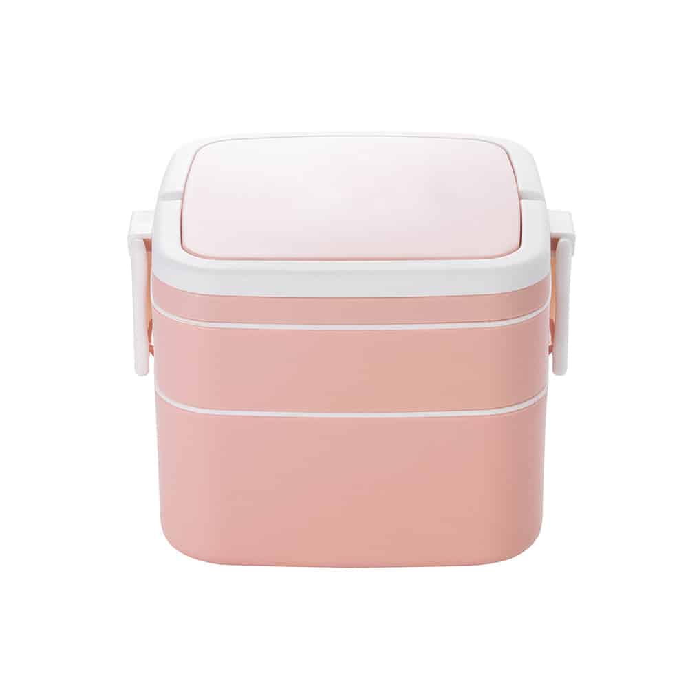 lunch box cube plastique double etage rose 1