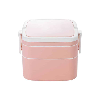 lunch box cube plastique double etage rose 1