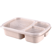 lunch box en fibre de ble beige triple compartiment compatible micro ondes