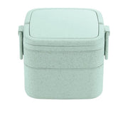 lunch box en fibre de ble double etage avec poignee verte