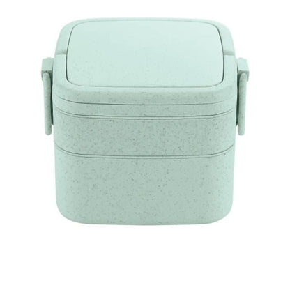 lunch box en fibre de ble double etage avec poignee verte