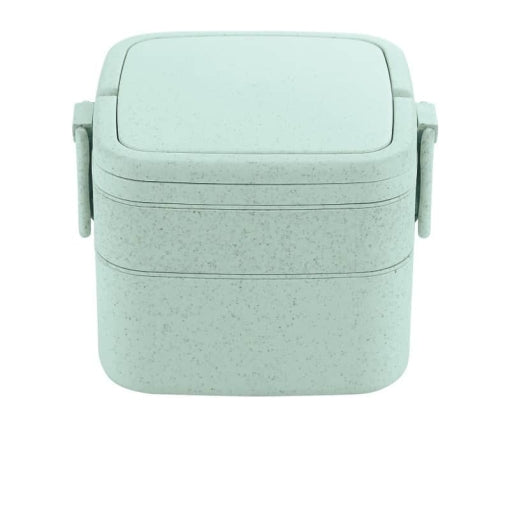 lunch box en fibre de ble double etage avec poignee verte