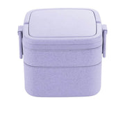 lunch box en fibre de ble double etage avec poignee violette