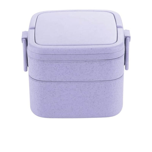 lunch box en fibre de ble double etage avec poignee violette
