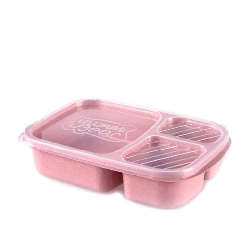 lunch box en fibre de ble rose triple compartiment compatible micro ondes 1