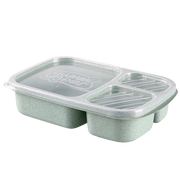 lunch box en fibre de ble verte triple compartiment compatible micro ondes
