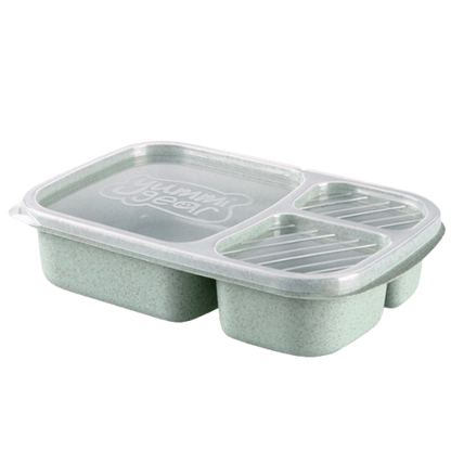 lunch box en fibre de ble verte triple compartiment compatible micro ondes