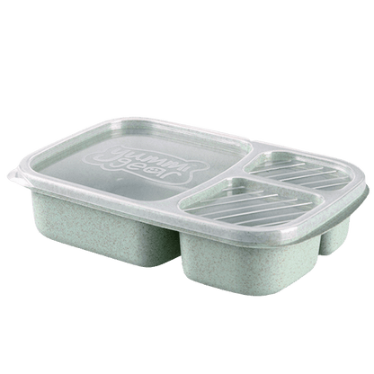 lunch box en fibre de ble verte triple compartiment compatible micro ondes