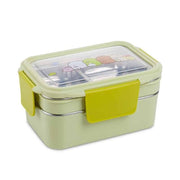 lunch box enfant inox compartimentee verte motifs cartoon 1