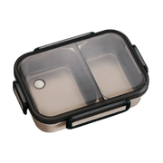 lunch box inox blanc double compartiment avec couvercle transparent 1