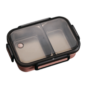 lunch box inox rose double compartiment avec couvercle transparent 1