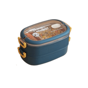 lunch box isotherme inox bleu couvercle transparent 2 etages