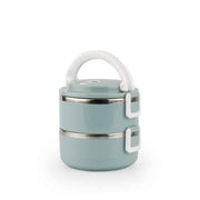 lunch box isotherme inox ronde bleue 2 etages