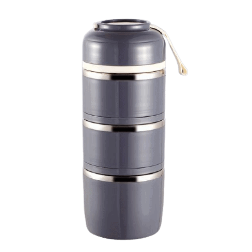lunch box isotherme inox ronde multi etage grise 3 etages
