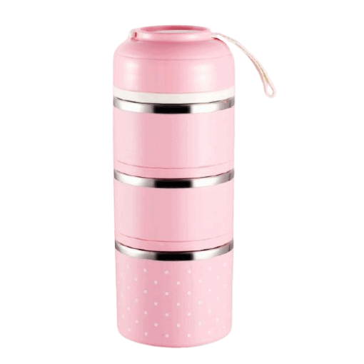 lunch box isotherme inox ronde multi etage rose 3 etages