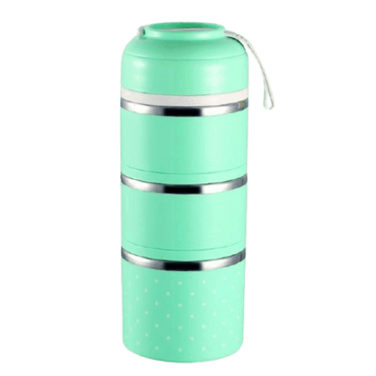 lunch box isotherme inox ronde multi etage verte 3 etages