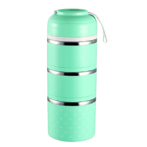 lunch box isotherme inox ronde multi etage verte 3 etages